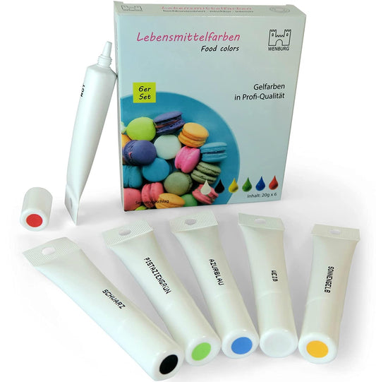 Wenburg Gel Profi Lebensmittelfarbe, 6 x 20g.