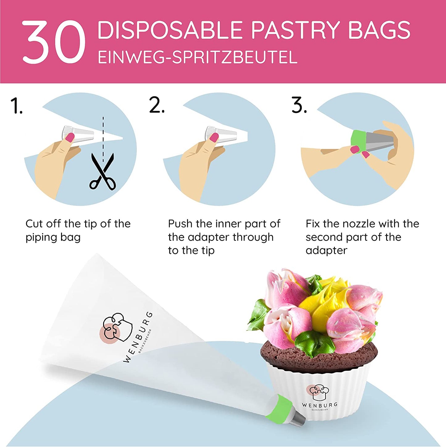 Wenburg Profi Spritztüllen Set mit 29 Aufsätzen