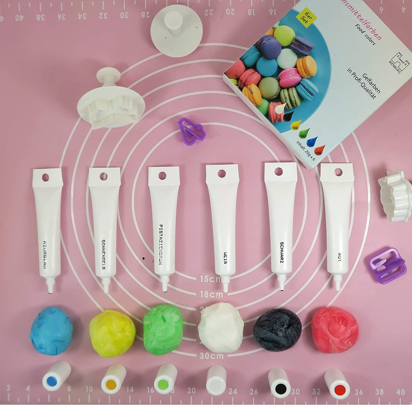 Wenburg Gel Profi Lebensmittelfarbe, 6 x 20g.